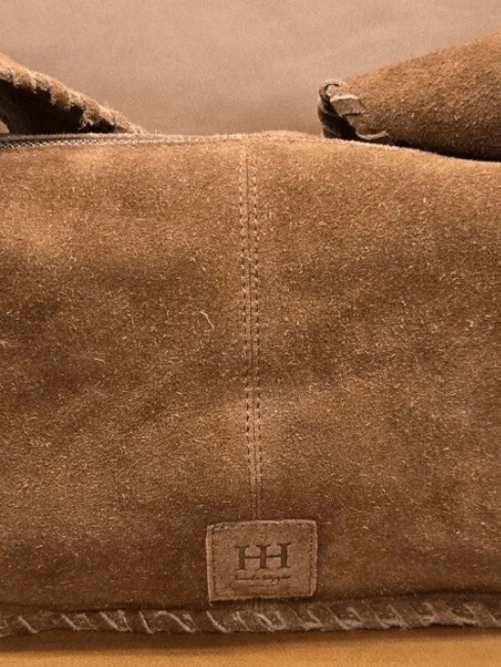 Haute Hippie Brown Suede Shoulder Bag with Stitched Detail